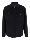 THEORY BLACK JACKET WITH COLLAR AND ZIP CLOSURE IN TECH FABRIC MAN