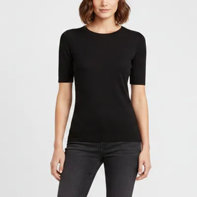 Pre-owned Theory Black Knit Short Sleeve Crewneck T-shirt Xs