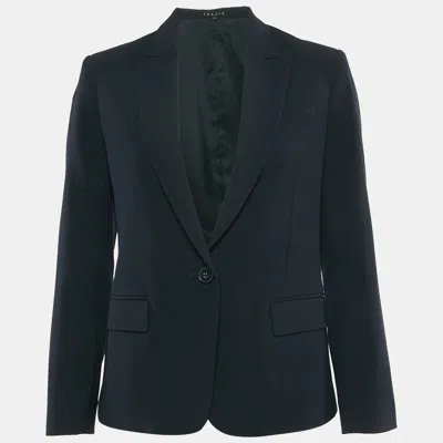 Pre-owned Theory Black Navy Blue Wool Single Breasted Blazer S