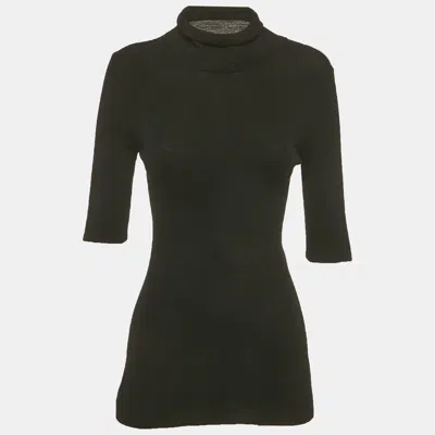 Pre-owned Theory Black Rib Knit Mock Neck Pullover M