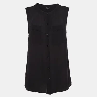 Pre-owned Theory Black Silk Sleeveless Button Front Top M