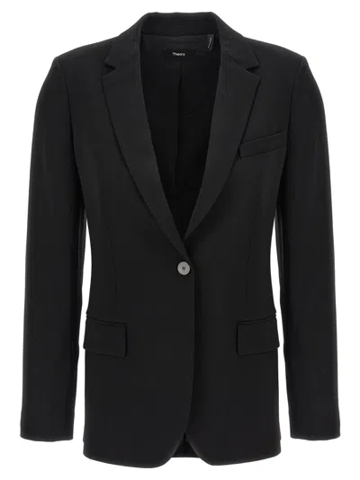 THEORY BLACK SINGLE-BREASTED BLAZER