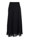 Theory Black Skirt With Elastic Waist In Black