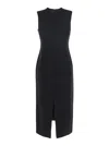 Theory Black Sleeveless Dress With Round Neck And Front Single Slit In Black