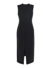 Theory Black Sleeveless Dress With Round Neck And Front Single Slit In Black