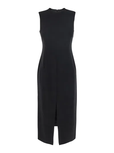THEORY BLACK SLEEVELESS DRESS WITH ROUND NECK AND FRONT SINGLE SLIT IN TECH FABRIC WOMAN