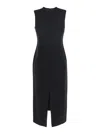 Theory Black Sleeveless Dress With Round Neck And Front Single Slit In Black