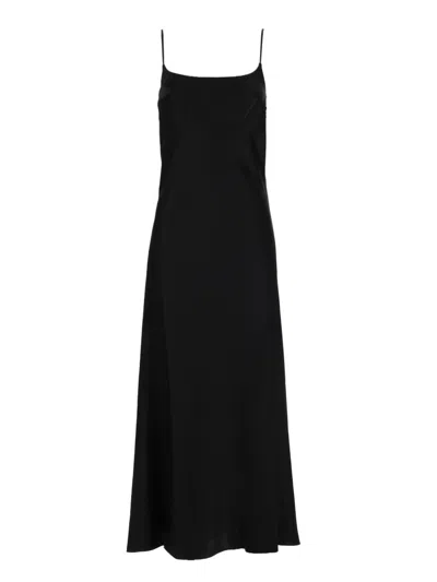 Theory Black Sleeveless Spaghetti Straps Midi Dress