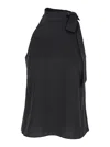 Theory Black Sleeveless Top With Halterneck And Side Tie Detail