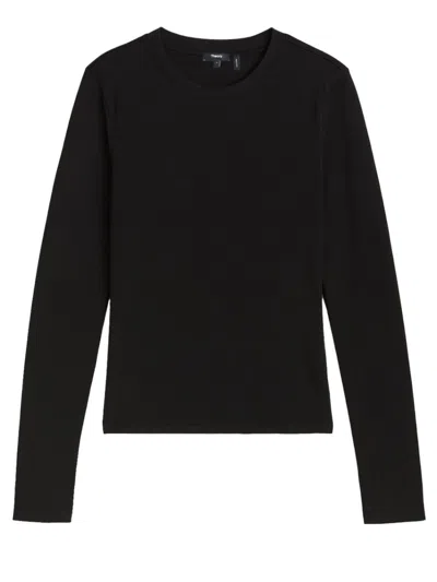 Theory Black Solid Crew Neck T-shirt