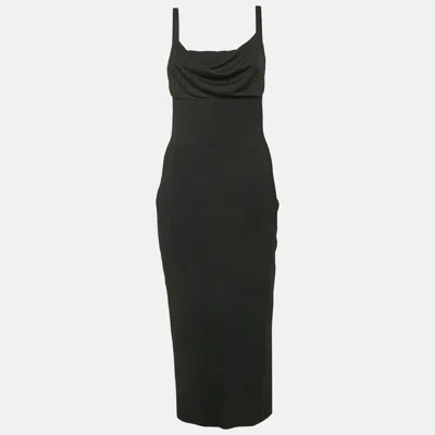 Pre-owned Theory Black Stretch Knit Cowl Neck Midi Dress S