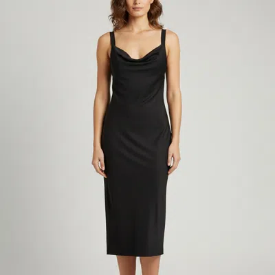 Pre-owned Theory Black Stretch Knit Cowl Tank Midi Dress M
