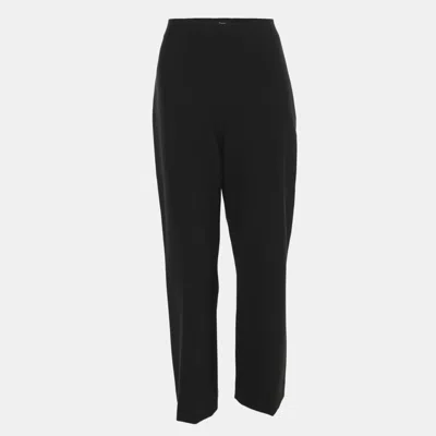 Pre-owned Theory Black Wool Blend Wide Leg Capri Pants L