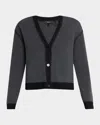 Theory Women's Merino Wool Blanket Stitch Button-up Top Cardigan In Pstl Mblk