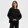 Theory Blanket Stitch Sweater In Merino Wool In Black/white