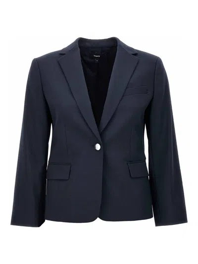 Theory Single-breasted Blazer In Blue