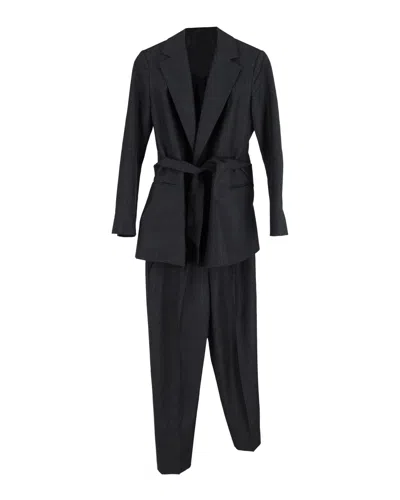 Theory Blazer And Trouser Set In Charcoal Wool In Black