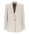 Theory Single Breasted Tailored Blazer In Beige
