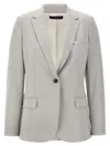 Theory Structured Blazer With Notched Lapels And Back Vent In Gray