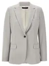 Theory Structured Blazer With Notched Lapels And Back Vent In Gray