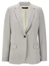 Theory Structured Blazer With Notched Lapels And Back Vent In Gray
