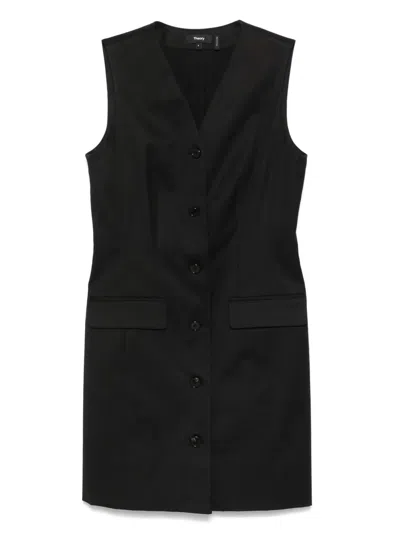 THEORY BLAZER-STYLE SLEEVELESS MINI DRESS