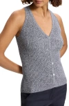 Theory Bleeck Pima Cotton Blend Rib Sweater Vest In Nocturne Navy/ White - Xxg