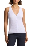Theory Slim Rib Sweater Vest In Soft Iris/white