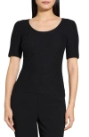 Theory Bleecke Texture Scoop Neck T-shirt In Black