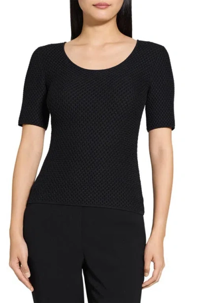 Theory Bleecke Texture Scoop Neck T-shirt In Black