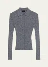 Theory Marl Ribbed Cardigan In Nocturne Navywhit