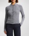 Theory Marl Ribbed Cardigan In Nocturne Navywhite