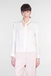 Theory Open Neck Silk Tie Blouse
