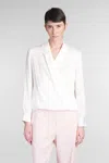Theory Blouse In Beige Silk In Beige