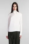 Theory Blouse In Beige Silk In Ivory