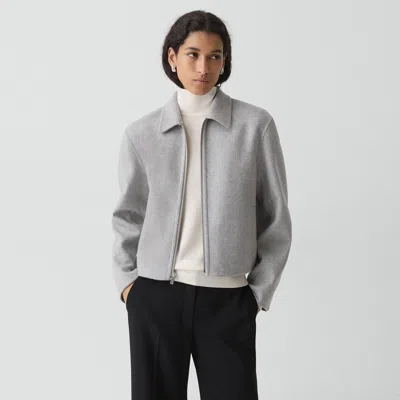 Theory Blouson Jacket In Double-face Wool-cashmere In Gray