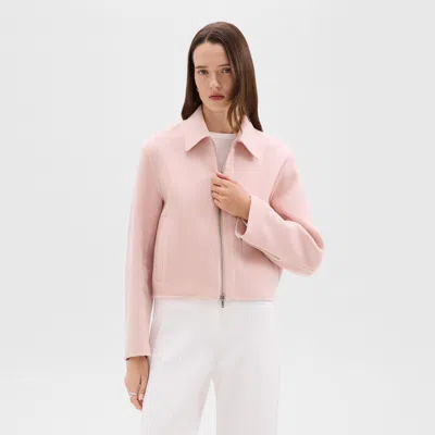 Theory Blouson Jacket In Double-face Wool-cashmere In New Blush