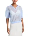 Theory Blouson Polo In Sheer Crepe In Blue