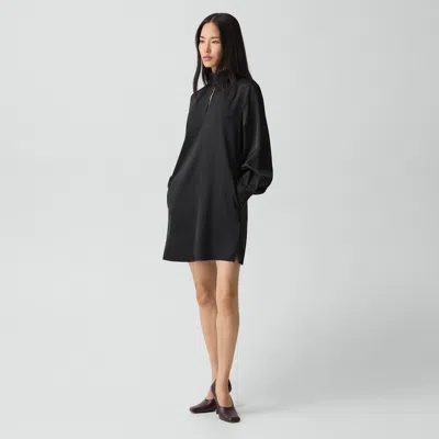 Theory Blouson Sleeve Dress In Satin In Black