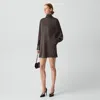 Theory Blouson Sleeve Dress In Satin In Brown
