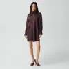 Theory Blouson Sleeve Dress In Satin In Purple