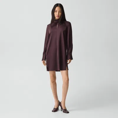 Theory Blouson Sleeve Dress In Satin In Purple