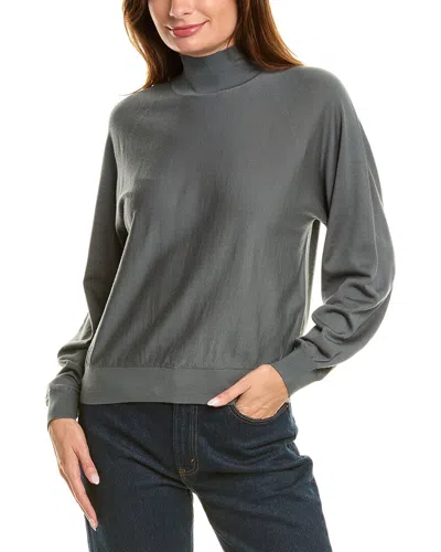 Theory Blouson Turtleneck Wool-blend Sweater In Blue