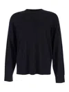Theory Relaxed Fit Black Wool Sweater With Round Neckline In Blue