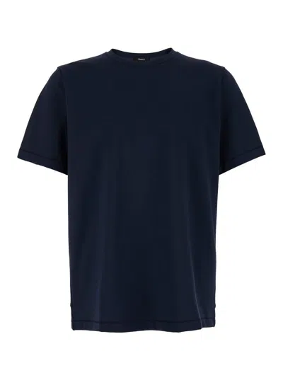 Theory Blue Crewneck T-shirt In Jersey Man