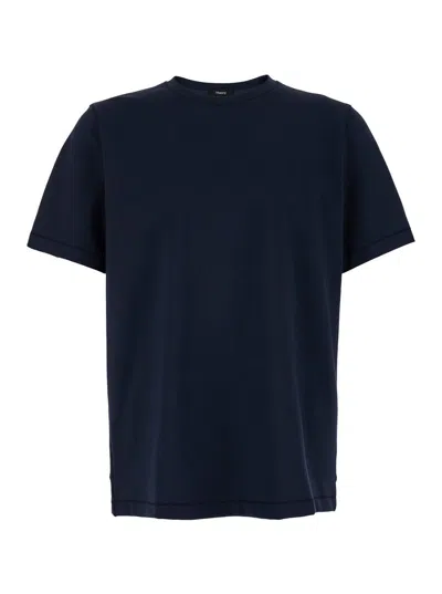 THEORY BLUE CREWNECK T-SHIRT IN JERSEY MAN