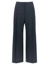 Theory City Pleated High Waist Wide Leg Pants In Blue