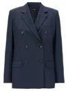 Theory Notched Lapels Double-breasted Blazer In Blue