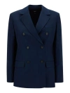 Theory Blue Double-breasted Jacket With Notched Revers In Viscose Woman In Black