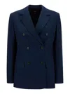 Theory Blue Double-breasted Jacket With Notched Revers In Viscose Woman In Blue